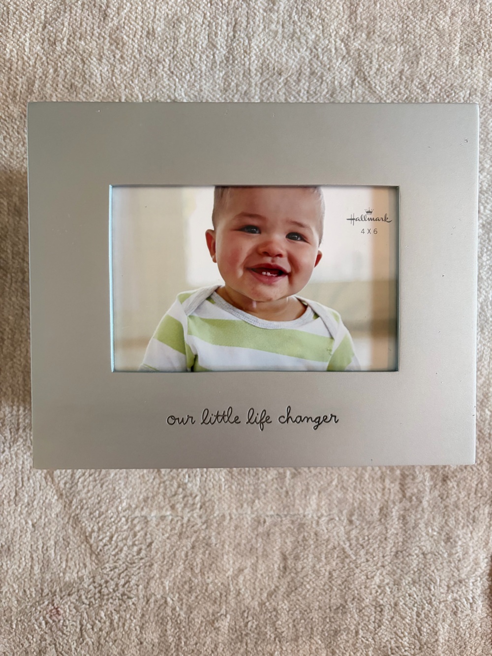 Hallmark 4x6 Silver Picture Frame "Our Little Life Changer" Baby Nursery